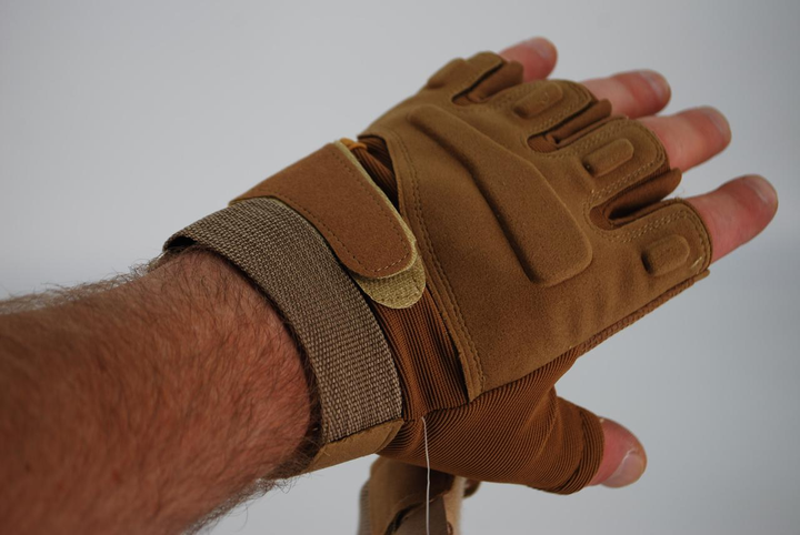 Тактичні рукавички без пальців з гумовими накладками 9062_L_Beige - зображення 2