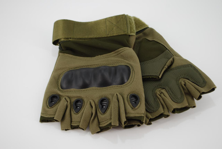 Тактичні рукавички без пальців 9051_XL_Olive - зображення 1