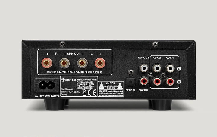 Стереопідсилювач караоке Auna Hi-Fi AMP-2 DG (10035179) 2x50W RMS BT/USB Digital-In Ott.&Coas - зображення 5