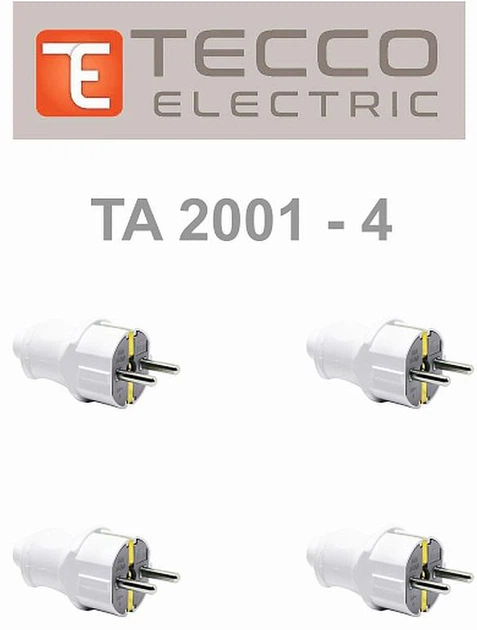 Вилка ТЕССО TA2001-4 штепсельная прямая евро с заземлением 16 А 250 B 4 ...