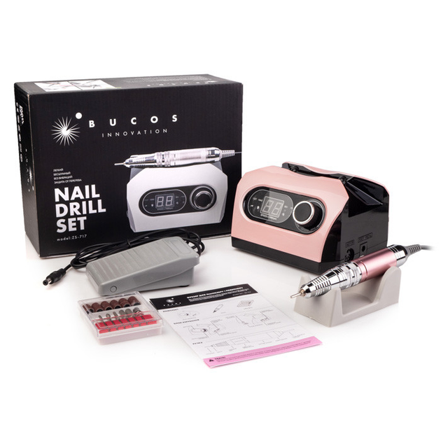 Фрезер для манікюру Bucos Nail Drill ZS-717 PRO PINK 65 Ват, 35000 об - зображення 5
