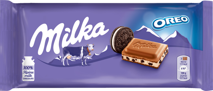 Шоколад молочный Milka Oreo с молочной начинкой со вкусом ванили и ...