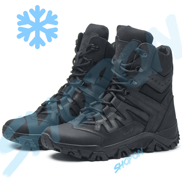 Берцы зимние ботинки тактические мужские, черевики тактичні чоловічі берці зимові, натуральна шкіра, размер 41, Bounce ar. KG-FB-2041, цвет черный - изображение 2