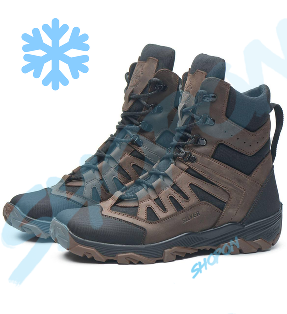 Берці зимові черевики тактичні чоловічі, туфлі тактичні чоловічі берці зимові, натуральна шкіра, розмір 39, Bounce ar. JD-YU-2039, колір коричневий - зображення 2