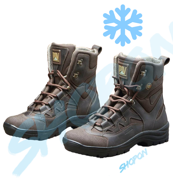 Берці зимові черевики тактичні чоловічі, туфлі тактичні чоловічі берці зимові, натуральна шкіра, розмір 39, Bounce ar. SF-UJ-2139, колір коричневий - зображення 1