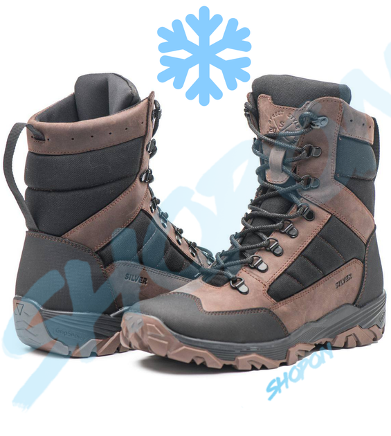 Берці зимові черевики тактичні чоловічі, туфлі тактичні чоловічі берці зимові, натуральна шкіра, розмір 43, Bounce ar. WE-OI-2043, колір коричневий - зображення 2