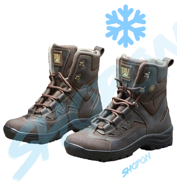 Берці зимові черевики тактичні чоловічі, туфлі тактичні чоловічі берці зимові, натуральна шкіра, розмір 41, Bounce ar. SF-UJ-2141, колір коричневий - зображення 1