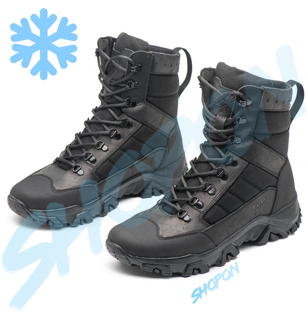 Берці зимові черевики тактичні чоловічі, туфлі тактичні чоловічі берці зимові, натуральна шкіра, розмір 43, Bounce ar. BM-PT-2043, колір чорний - зображення 2