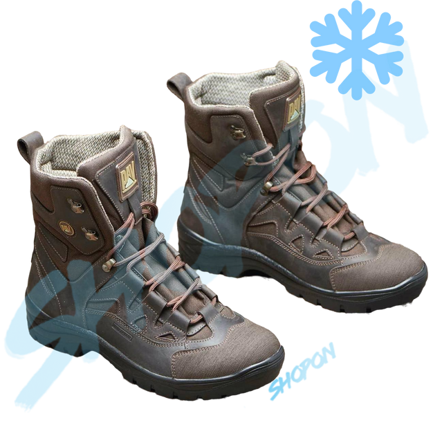 Берці зимові черевики тактичні чоловічі, туфлі тактичні чоловічі берці зимові, натуральна шкіра, розмір 43, Bounce ar. SF-UJ-2143, колір коричневий - зображення 2