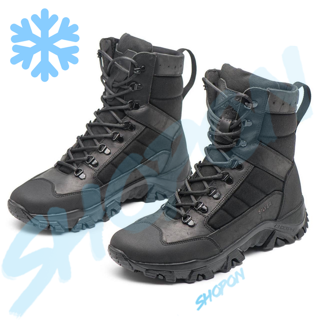 Берці зимові черевики тактичні чоловічі, туфлі тактичні чоловічі берці зимові, натуральна шкіра, розмір 45, Bounce ar. BM-PT-2045, колір чорний - зображення 2