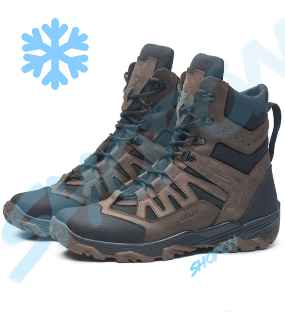 Берці зимові черевики тактичні чоловічі, туфлі тактичні чоловічі берці зимові, натуральна шкіра, розмір 41, Bounce ar. JD-YU-2041, колір коричневий - зображення 2
