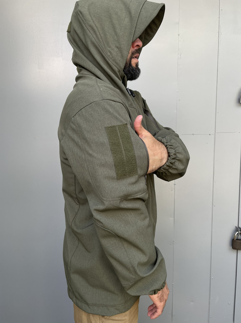 Куртка чоловіча тактична військова з липучками під шеврони Soft Shell ЗСУ 8174 XL 52 розмір оливкова - зображення 2