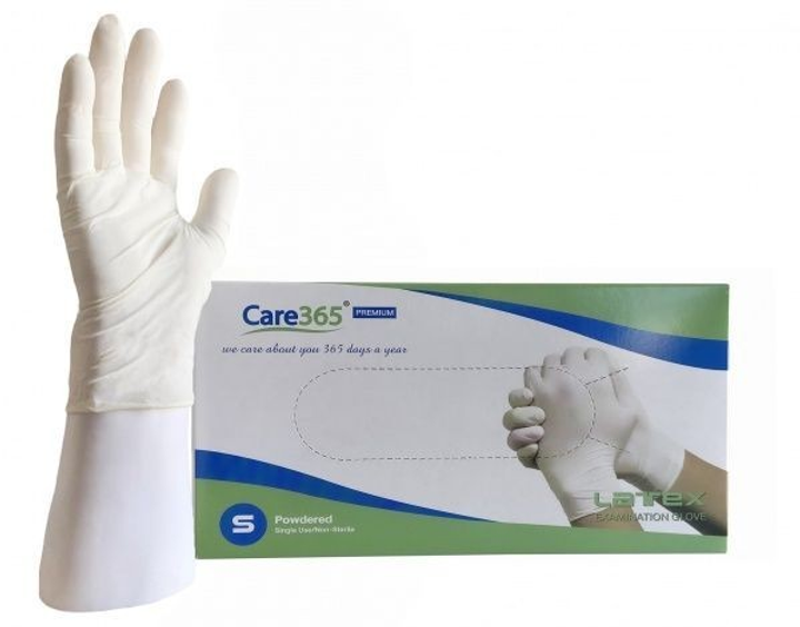 Перчатки латексные с пудрой Care 365 размер S белые 100 шт - изображение 1