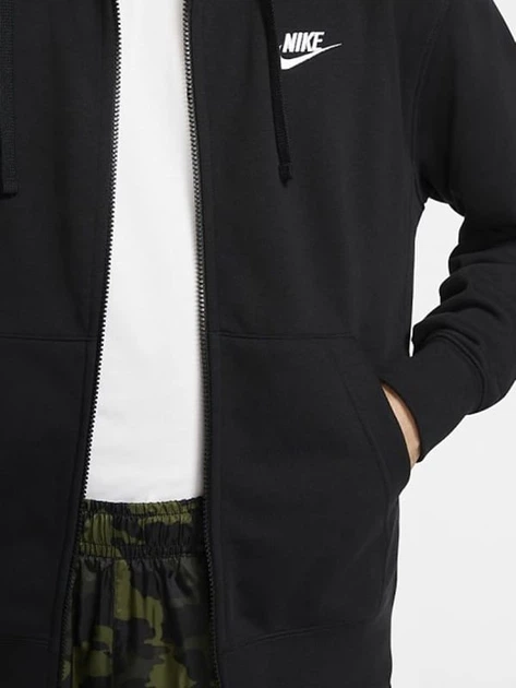 Толстовка на флисе, на молнии мужская Nike M Nsw Club Hoodie Fz Ft BV2648-010 2XL Черная (193147703986) - Фото 6 Толстовка на флисе, на молнии мужская Nike M Nsw Club Hoodie Fz Ft BV2648-010 2XL Черная (193147703986) - изображение 6