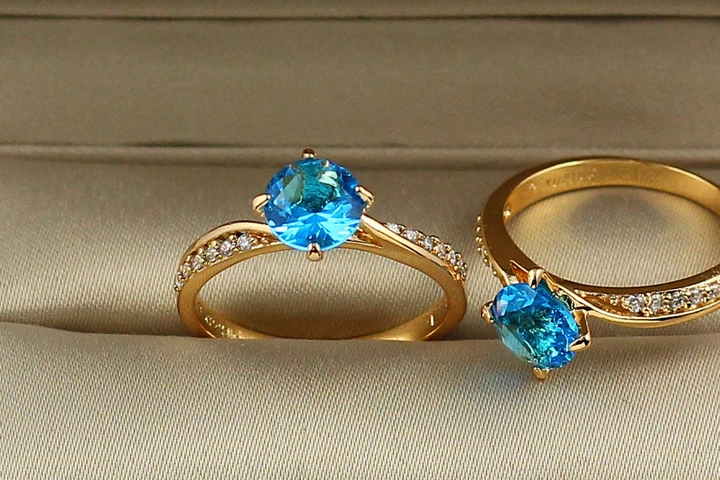 Кольцо Xuping Jewelry голубая мечта р 19 золотистое - Фото 1 Кольцо Xuping Jewelry голубая мечта р 19 золотистое - изображение 1