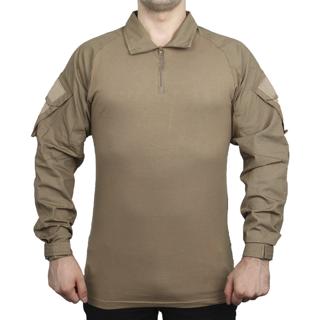 Тактическая рубашка Lesko A655 Sand Khaki 2XL уличная хлопковая рубашка с подъемным воротником TK_1583 - изображение 2