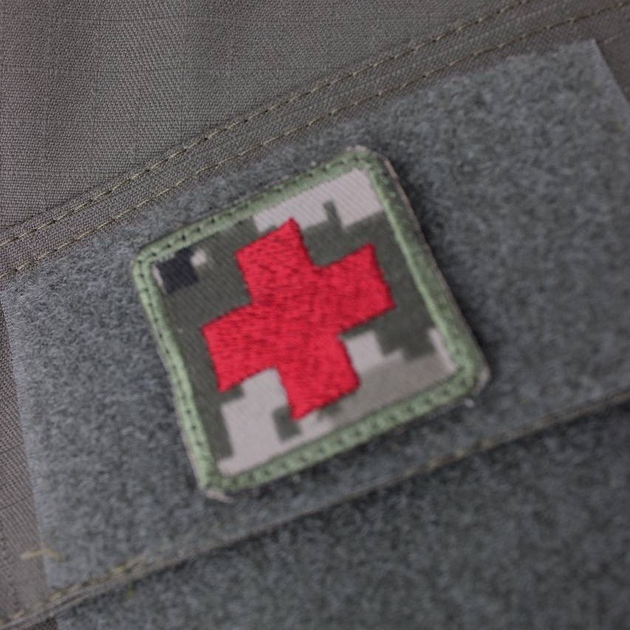 Шеврон військовий тактичний 4.5.0 Pixel ЗСУ 350х50 мм Червоний хрест на пікселі на липучці - зображення 2