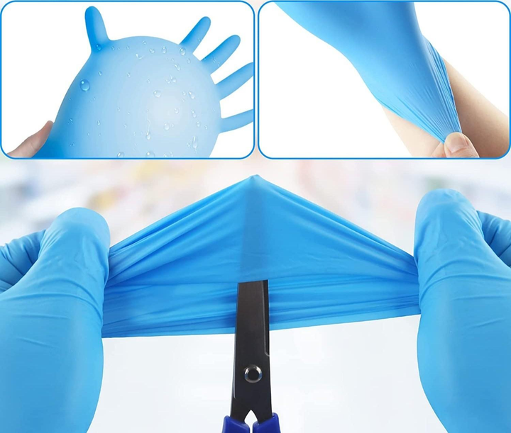Перчатки нитриловые Medicom SafeTouch® Slim Blue текстурированные без пудры голубые размер L (4,2 г) - изображение 2