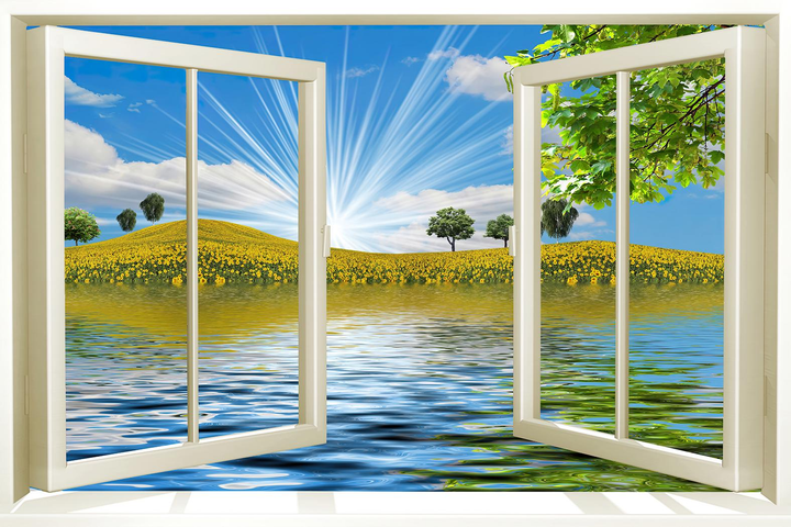 Бумажные Фотообои Walldeco Вид из окна 3Д 300x200 см Гладь – низкие ...