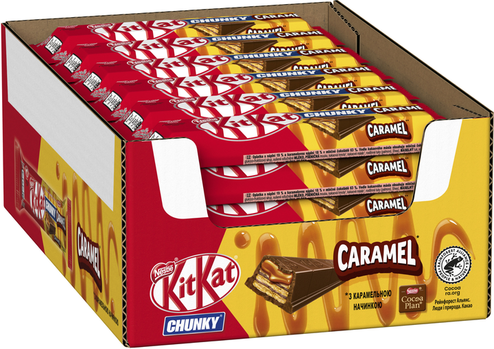 Акція на Упаковка батончиків KitKat Chunky Caramel з карамельною начинкою у молочному шоколаді 43.5 г х 24 шт від Rozetka