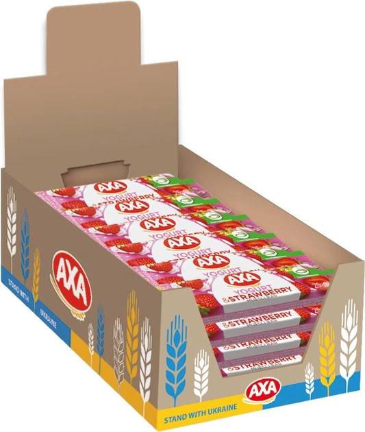 Акція на Упаковка зернових батончиків AXA зі смаком йогурту та полуницею 25 г х 24 шт. від Rozetka