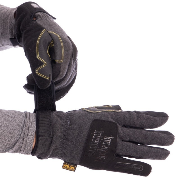 Тактичні рукавички для риболовлі полювання чоловічі на липучці MECHANIX механікс теплі флісові Чорні АН-5621 Розмір XL - зображення 1