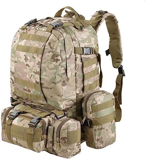 Рюкзак тактический с подсумками MHZ A08 50 л, камуфляж - изображение 1