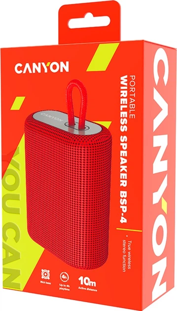 Głośnik przenośny Canyon BSP-4 5W Red (CNE-CBTSP4R) - obraz 4
