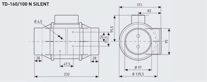 Канальный вентилятор Soler & Palau TD-160/100 N silent - изображение 6
