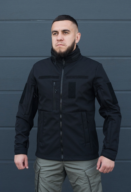 Куртка тактическая на молнии с капюшоном soft shell XXL garpun black - изображение 1