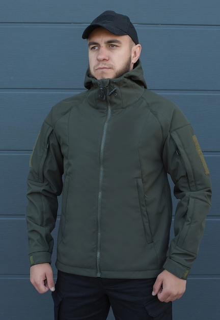 Куртка тактическая на молнии с капюшоном soft shell XS oborona khaki - изображение 1