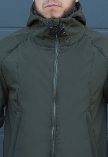 Куртка тактическая на молнии с капюшоном soft shell XS oborona khaki - изображение 2