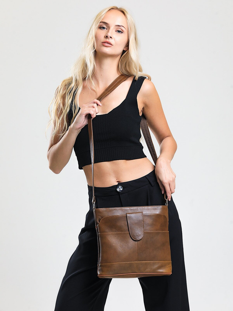 Сумка планшет женская кожаная Fubileather 68143690 Коричневая (68143690 ...
