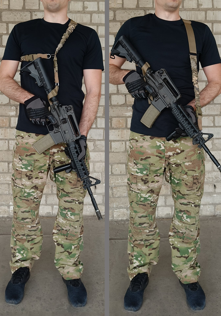 Ремень оружейный тактический одноточечный / двухточечный универсальный с доп. креплением на приклад пиксель ВСУ (одноточка, двухточка) EF1806(P) - изображение 2