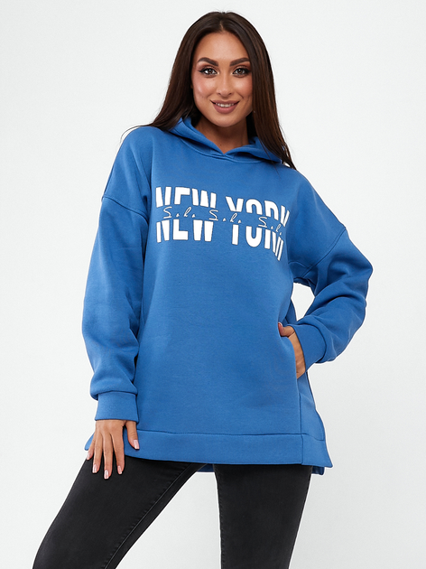 Худи теплое оверсайз женское DEMMA 1014 42-44 Джинсовое ...