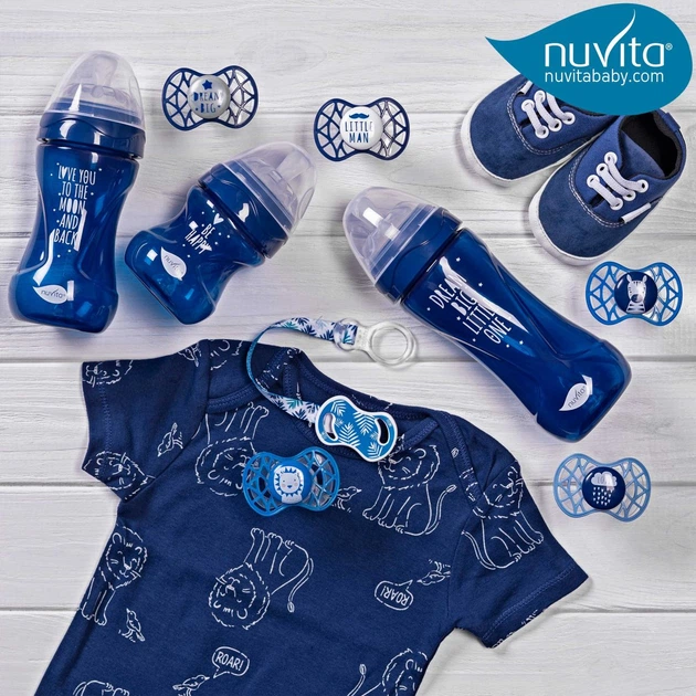 Пустушка ортодонтична Nuvita NV7084 Air55 Cool 6m+ "LOVE" синьо-синя - зображення 4