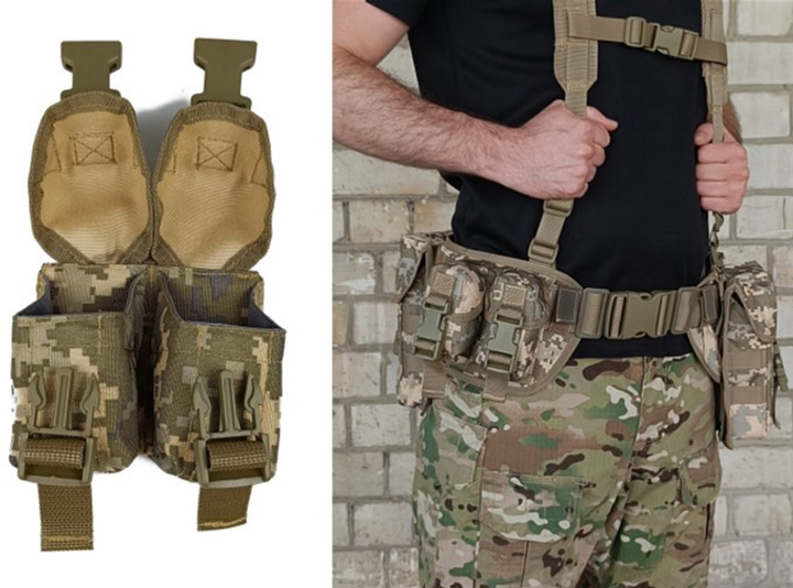 Подсумок EasyFit двойной для гранат (пиксель ВСУ ММ-14 с MOLLE для гранат на разгрузку, жилет, РПС) ТАС-1408-4 (56002737) - изображение 1