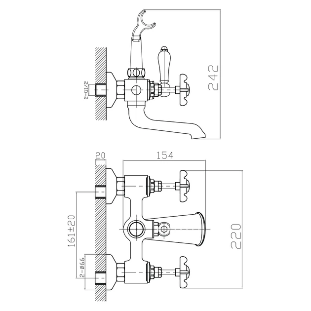Смеситель для ванны двухвентильный IMPRESE CUTHNA 10280 zlato-n ...