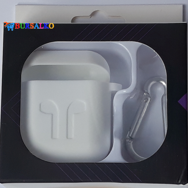 Силиконовый чехол Silicon Case для Airpods беспроводных наушников универсальный с карабином для зарядного кейса толщина 1.5 мм белый (8011BS) - Фото 4 Силиконовый чехол Silicon Case для Airpods беспроводных наушников универсальный с карабином для зарядного кейса толщина 1.5 мм белый (8011BS) - изображение 4