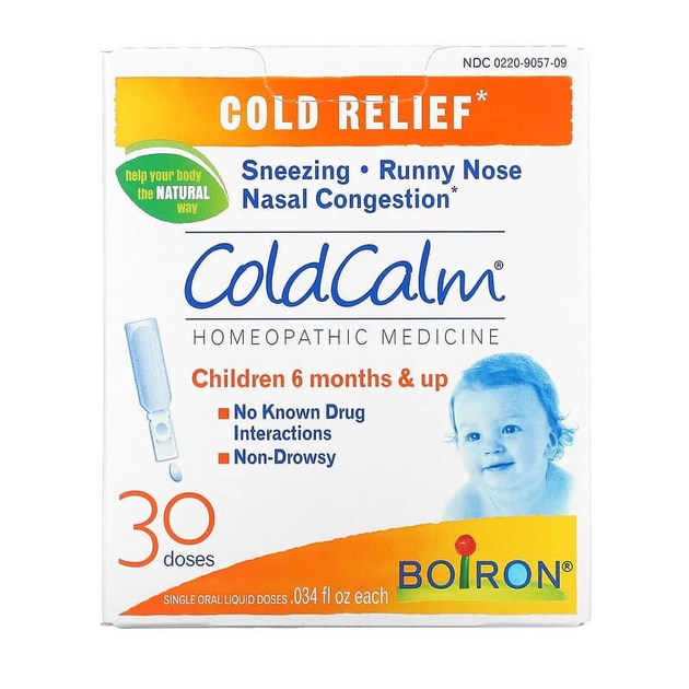 Средство от простуды, от 6 месяцев, Boiron, ColdCalm, 30 жидких доз (по 10 мл) - изображение 1
