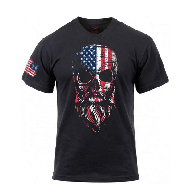 Футболка Rothco US Flag Bearded Skull T-Shirt Черный L - изображение 1