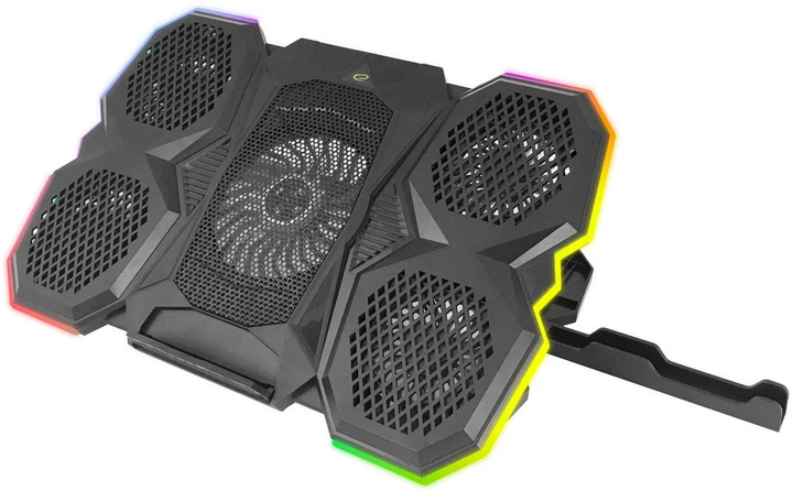 Podkładka chłodząca Esperanza (EGC107) (Breva) z podstawką pod telefon Czarny/RGB - obraz 2