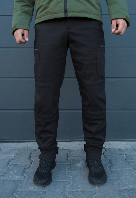 Утеплённые тактические штаны на флисе M черные - изображение 1