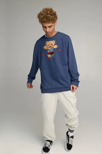 Світшот чоловічий OVERSIZE /no flis/ L Блакитний (BSMN30027) - изображение 2