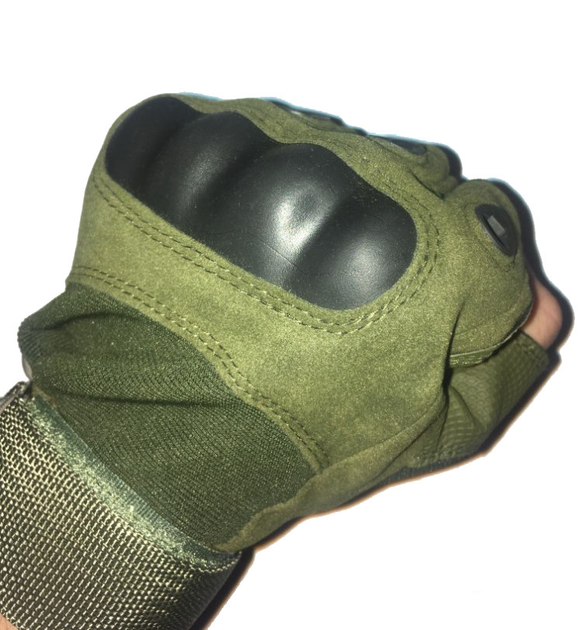 Чоловічі Тактичні Перчатки з Ударними Вставками Відкриті Зелені XL - зображення 2