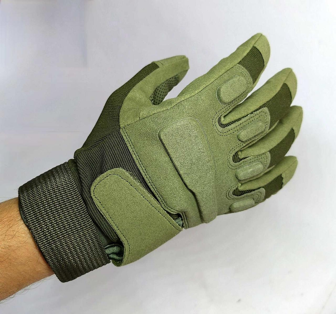 Перчатки тактические военные уличные L 22 см зеленый - изображение 2
