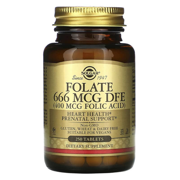 Фолиевая кислота Solgar Folate 666 mcg DFE (Folic Acid 400 mcg) 250 ...