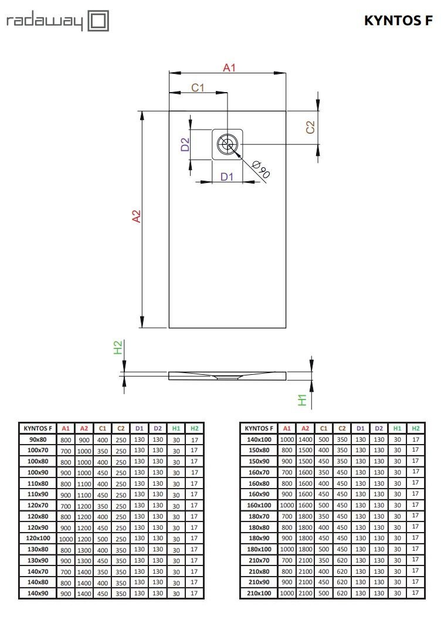 Душовий піддон RADAWAY Kyntos F 140x100 HKF140100-04 - зображення 2
