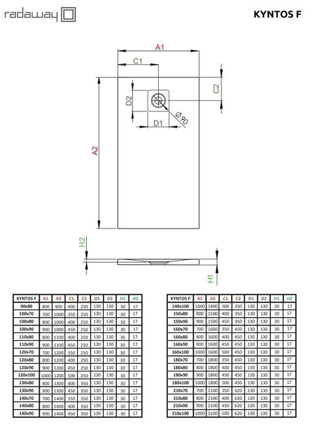 Душевой поддон RADAWAY Kyntos F 210x70 цвет черный HKF21070-54 - изображение 2
