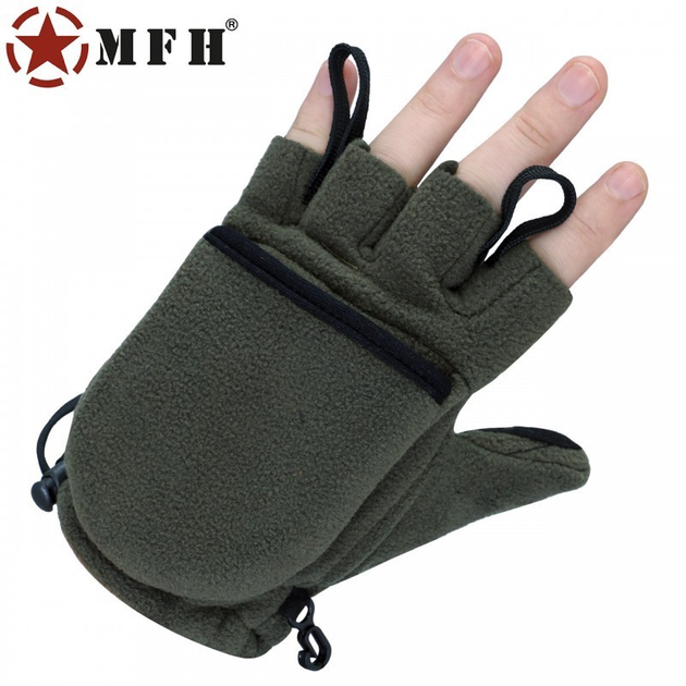Военные флисовые перчатки/варежки MFH, олива/хаки, р-р. M - изображение 1